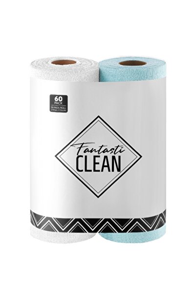 FantastiCLEAN Çok Amaçlı Rulo Mikrofiber Temizlik Bezi 30x30 60 Yapraklı Beya...