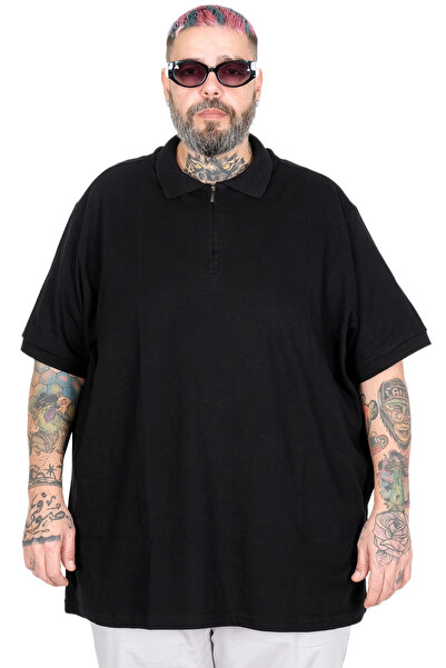 ModeXL Μπλουζάκι πόλο με φερμουάρ Mode XL Μεγάλο Μέγεθος 25550 ΜΑΥΡΟ
