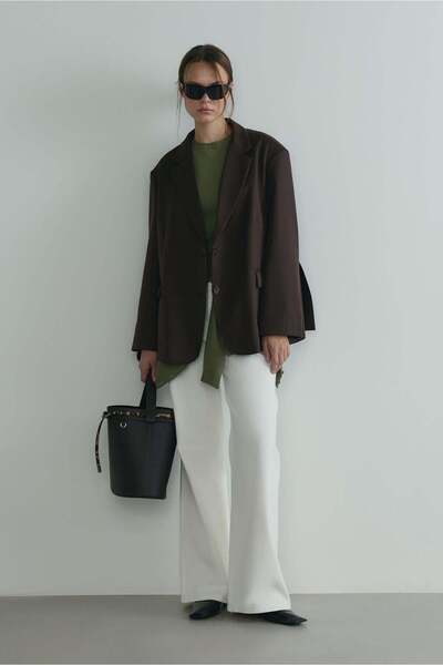 Suud Collection Σκούρο Καφέ Ανδρικό Μπλέιζερ Μπουφάν