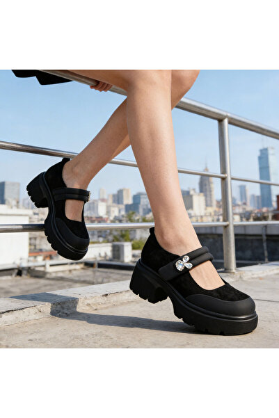 Tmall Pantofi casual de dama,Cu Toc Groasa,Din piele ecologica intoarsa,PA126...