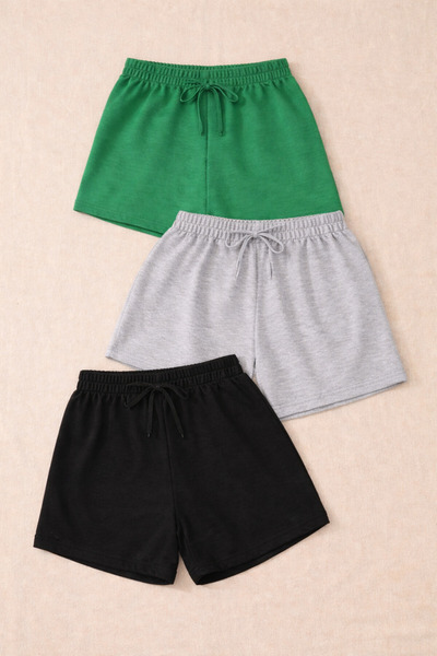 DEZZİİ Σετ 3 τεμαχίων: Πράσινα, Γκρι και Μαύρα Σορτς