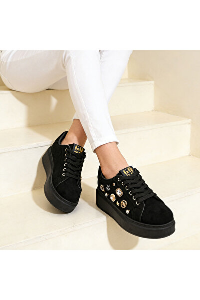 Tmall Pantofi Sport De Dama,Cu Platforma,Din piele ecologica ,D1442,Negru