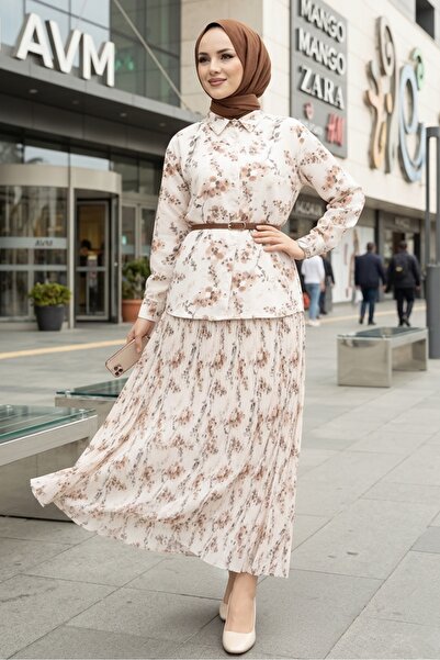 Bestenur Σατέν Σετ Δύο Τεμαχίων με Πλισέ Φούστα 1693