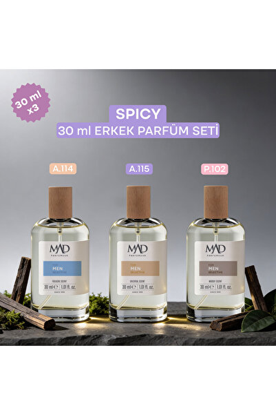 Mad Parfüm Mad Spicy Selective Erkek Parfüm Seti – 30 ml Üçlü Set
