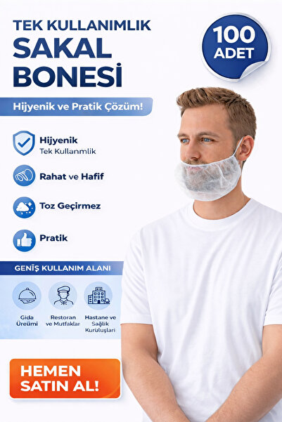 GenelTedarik Sakal Bonesi Tek Kullanımlık 100 Adet Lastikli Hijyenik Koruyucu...