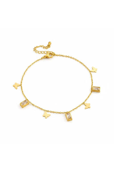 Pursehuit Brățară de gleznă aurie, din oțel inoxidabil, placată cu aur de 18k...