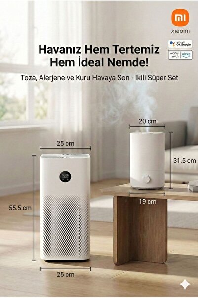 Xiaomi Hava Temizleyici | 3ü 1 Arada Yüksek Verimli Filtre | Şık Tasarım + Ne...