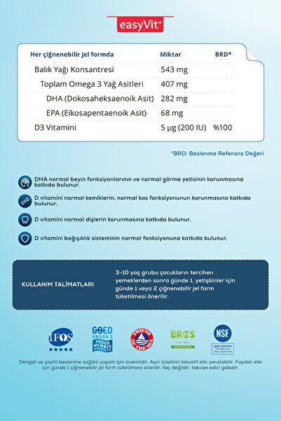 Easy Fishoil Çocuk Portakal Aromalı 30 Çiğneme Tablet