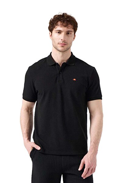Ellesse Μαύρο ανδρικό μπλουζάκι πόλο με λαιμόκοψη 6Sm5044