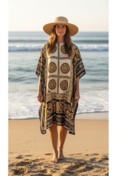 Intisimo Rochie de plajă, Pareo, Mătase și Vâscoză, Negru/Galben/Bej