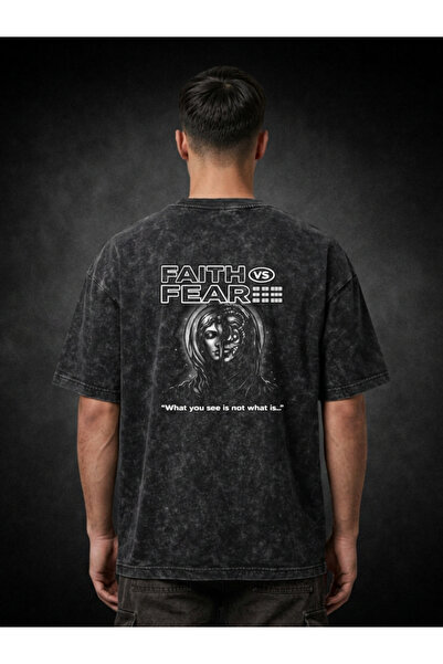 FREAK T-SHIRT Μαύρο Oversize Unisex T-Shirt με στάμπα, Vintage, που πλένεται