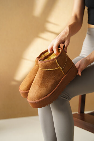 Taran Γυναικείες μπότες από σουέντ - Κοντές, με γούνα εσωτερικά, χοντρή επίπε...