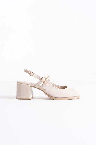 VelasBySerhat Beige patent leather women's high heeled shoe tr02ms03b