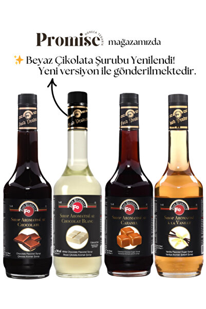 Fo Şurup FO 4lü Avantajlı Paket Çikolata Beyaz Çikolata Karamel Vanilya Şurubu 700ml