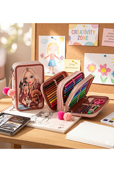 Top Model by Depesche TOPModel Fur Ever Friends Μολυβοθήκη τριών θέσεων - Ροζ...