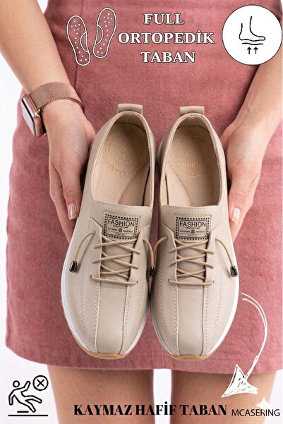 MCASERING Γυναικεία αθλητικά παπούτσια μπαλαρίνας με ορθοπεδική σόλα και λαστ...