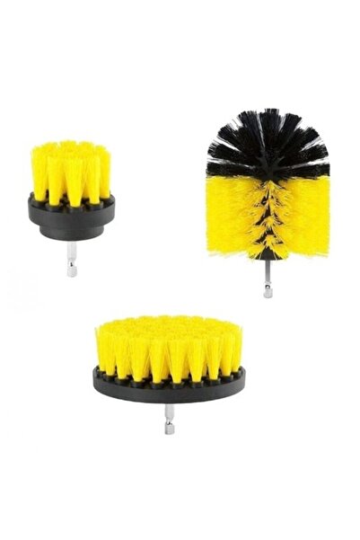 Andu Set 3 perii pentru curatare universale cu adaptor pentru bormasina galbene