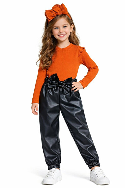 özge başaran Κορίτσια, μαύρο δερμάτινο φιόγκο με λεπτομέρεια παντελόνι, πορτο...