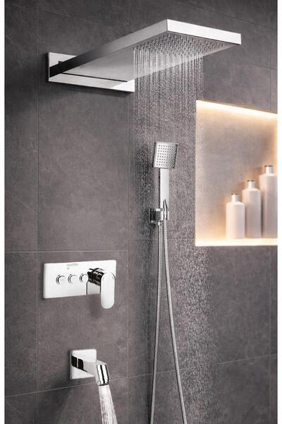 Mistillo Ankastre Duş Seti 550x220 mm Yağmur Panel 3 Yönlü Butonlu SUS 304 Pa...