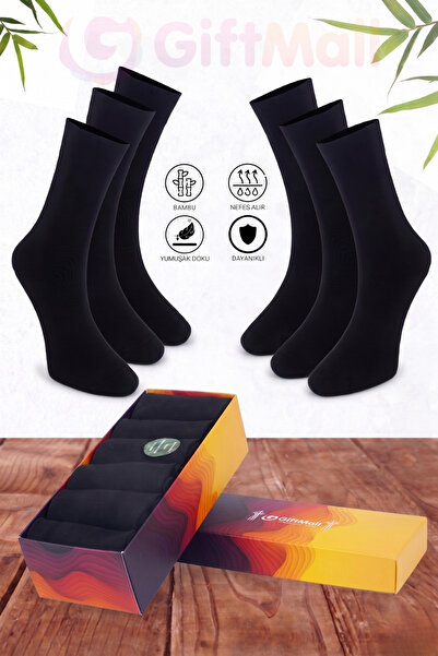 GIFT MALL جوارب طويلة للرجال مكونة من 6 قطع من الخيزران بنسبة 100% مع صندوق م...