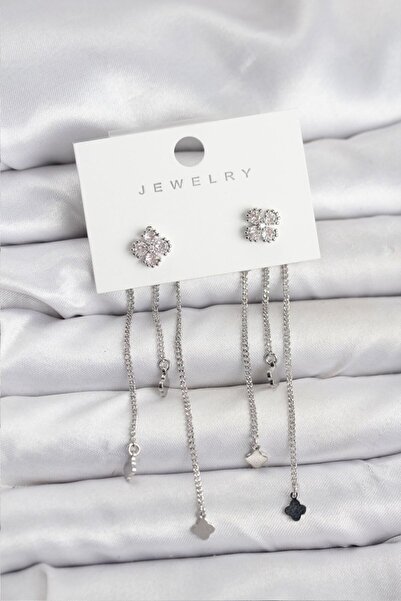 Generic Brand Brass Silver Color Clover Model Dangle Women's Earrings