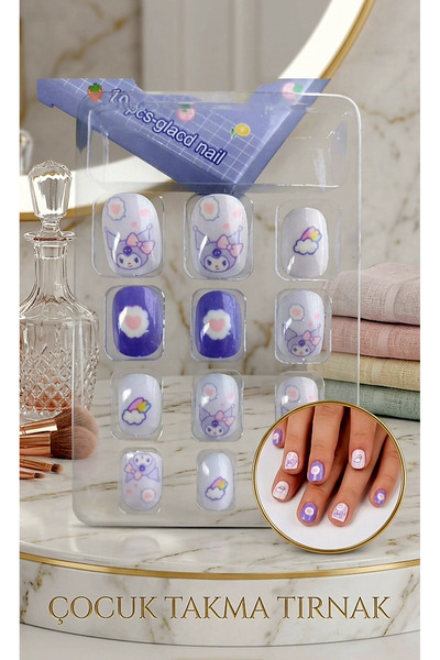 SEVRU Çocuk Takma Tırnak, Yeni Desenli 12'li Çocuk Takma Tırnağı & 12'li Pro ...