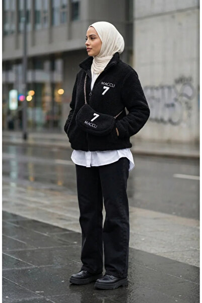 sefamerve Τσάντα με φερμουάρ Λούτρινο Μπουφάν 6338-01 Μαύρο