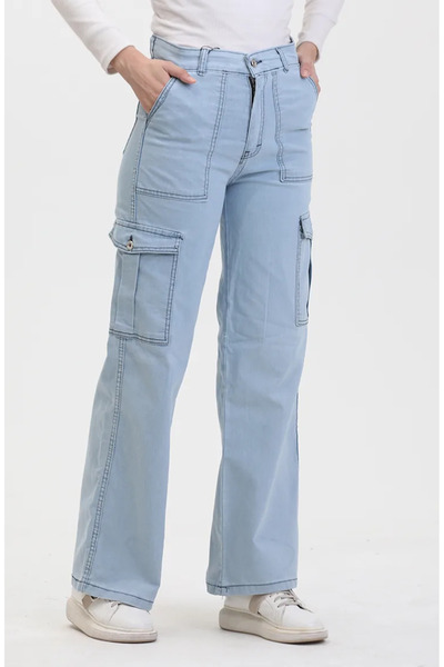 sefamerve Ανοιχτό μπλε Cargo Pocket Jeans - 2828-02