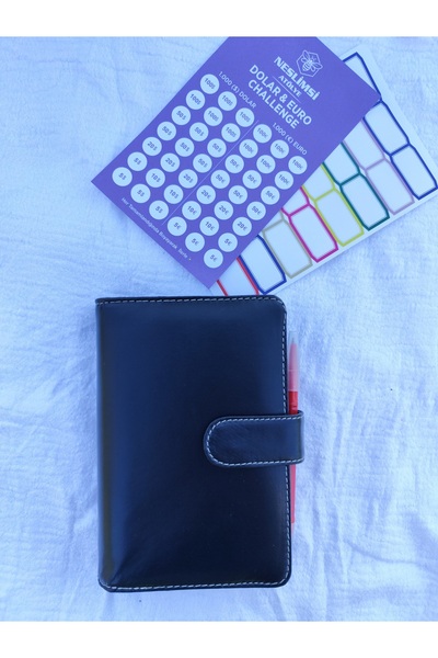 NESLİMSİ ATÖLYE Savings Agenda Budget Planner Lockable Savings Wallet Magnetic -Black (with Sticker and Challenge Gift)