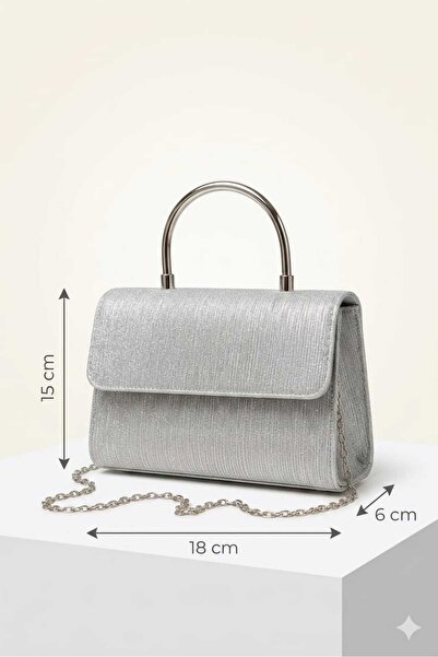 ZİVORA Γυναικεία τσάντα χειρός και ώμου με ασημένια αλυσίδα βραδινό φόρεμα