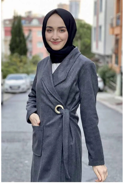 sefamerve Γκρι Παλτό Κασμίρ 5172-01