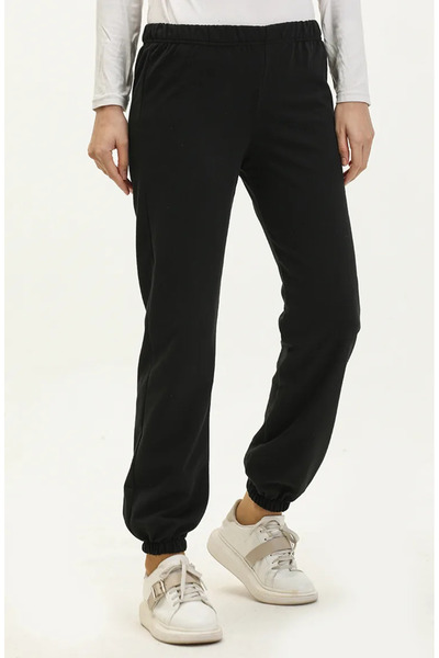 sefamerve Μαύρο Jogger Sweatpants - Ελαστική μέση 23003-01