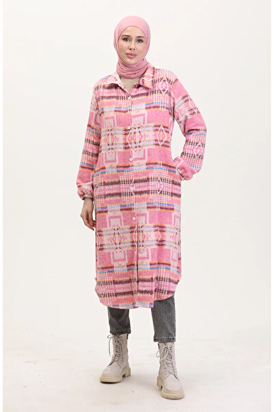 sefamerve Ροζ έθνικ καπάκι με κουμπιά - 0556-03