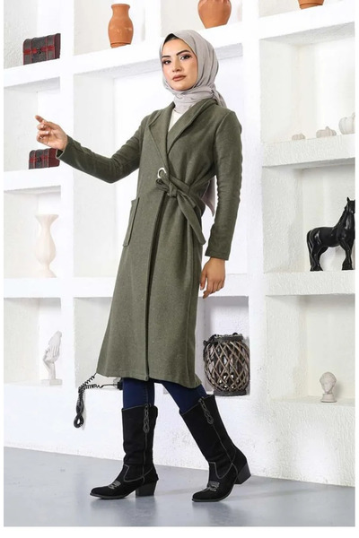 sefamerve Khaki Stamped Coat 5172-03