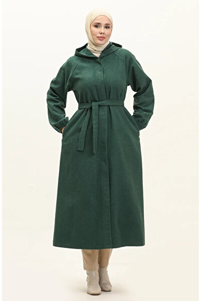 sefamerve Emerald Green Long Stamp Hoodie - 3198-07