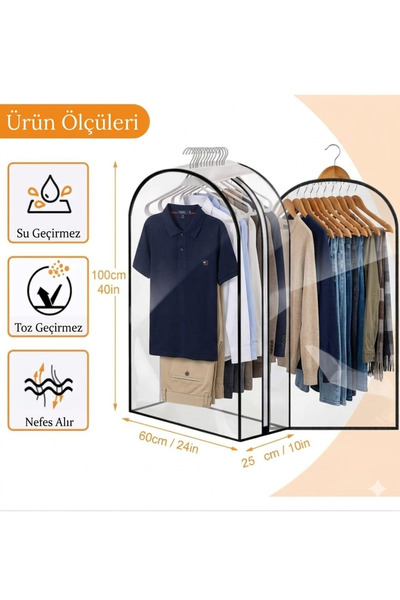 tozlupazar PVC şeffaf çoklu takım elbise kılıfı.Dolap düzenleyici hurç. 5 ADET