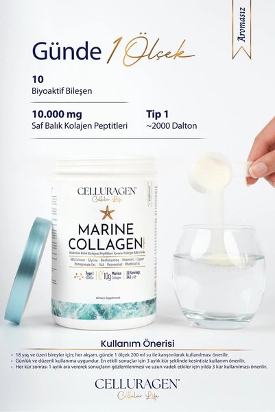 Celluragen Complex Marine Collagen Supplement Containing Fish Collagen Peptides and Ca-Akg 30 Days X 4 Pieces