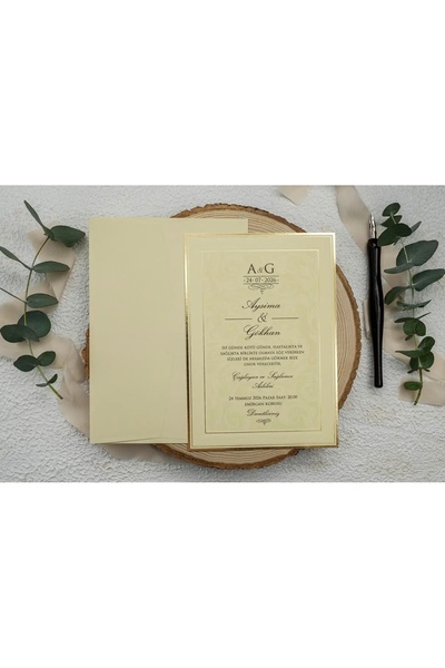 ERDEM DAVETİYE Düğün Davetiyesi / Nişan Davetiyesi / Nikah Davetiyesi / (50 Adet) Baskı Hariç Davetiye 9132