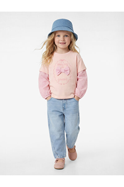 Koton Κοντομάνικο βαμβακερό μπλουζάκι με φιόγκο στο λαιμό