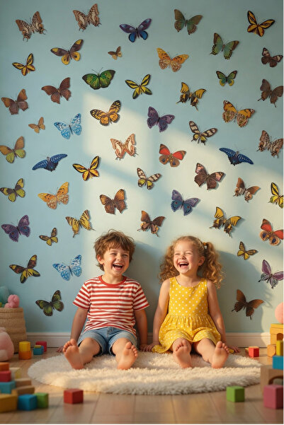 KT Decor Σετ αυτοκόλλητων τοίχου με 50 διαφορετικές φιγούρες Giant Land of Bu...