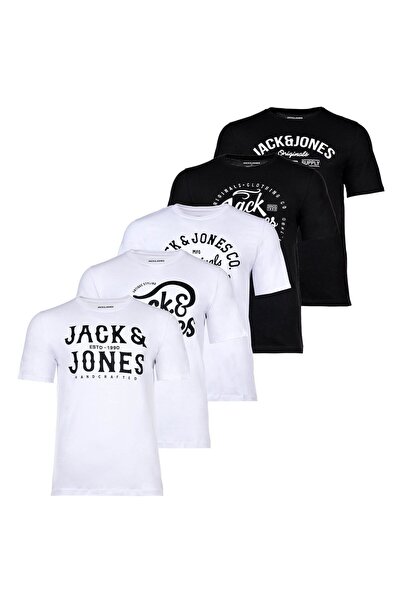 Jack & Jones JACK&JONES Herren T-Shirt, 5er-Pack - JJLEOGRA TEE CREW NECK, Ku...