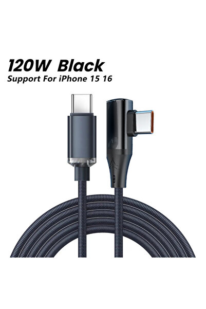 Choice كابل USB C أسود NNBILI 90 درجة من C إلى C بطول 2 متر كابل PD من النوع ...
