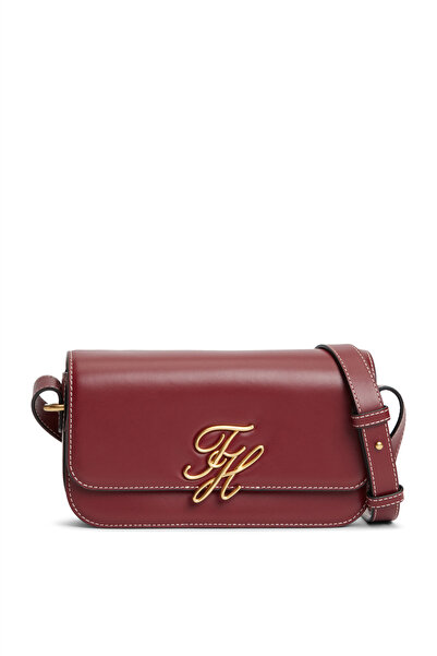 Tommy Hilfiger Script Leather Flap Kadın Mini Omuz Çantası