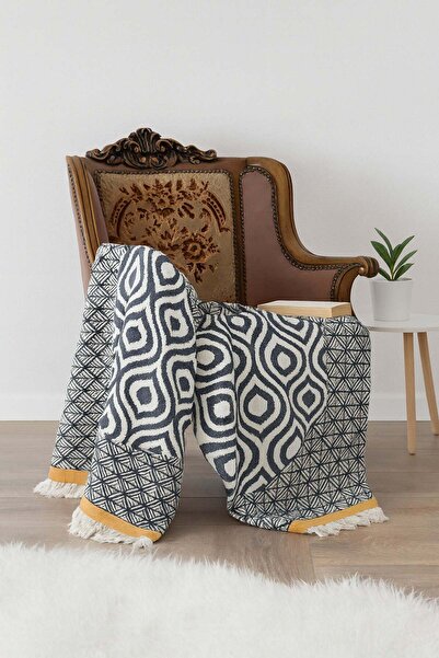 Çulha ORLO ΣΚΟΥΡΟ ΜΠΛΕ-ΚΟΚΚΙΝΟ, 100% ΒΑΜΒΑΚΙ, 130x170 εκ. ΚΟΥΒΕΡΤΑ ΤΗΛΕΟΡΑΣΗΣ