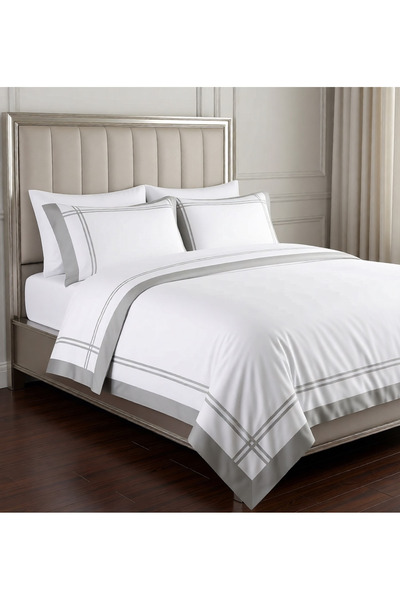METİNEV 120 Thread Count Cotton Satin Single Duvet Cover Set - Luxury Set