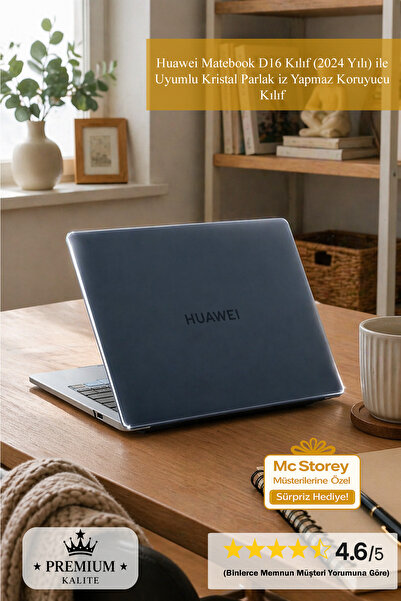 SyncCase Huawei Matebook D16 Kılıf (2024 Yılı) ile Uyumlu Kristal Parlak iz Y...