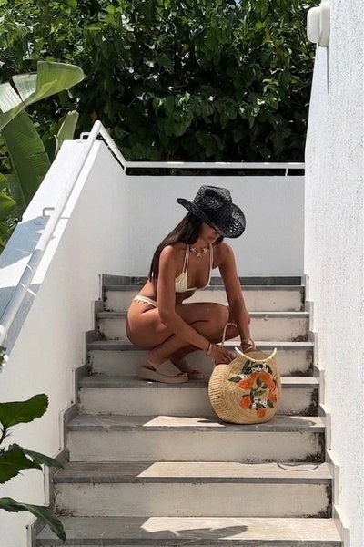 keisy Γυναικείο ψάθινο καπέλο καουμπόη