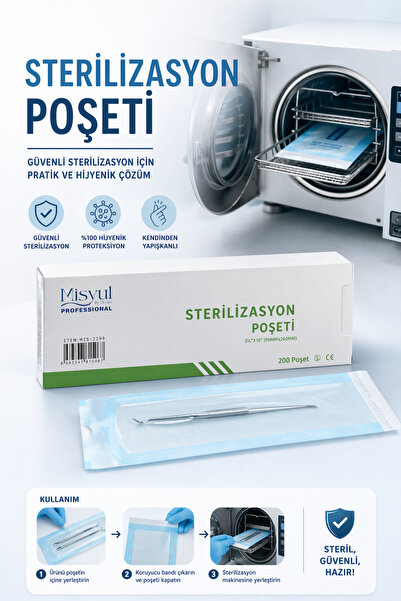 Misyul Steril Poşeti Tek Kullanımlık Manikür Aletleri Steril Zarfı 200 Adet