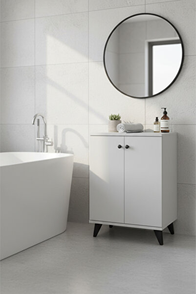 Dienni Simple Çok Amaçlı Dolap 2 Raflı 2 Kapaklı 60x44x80 BEYAZ