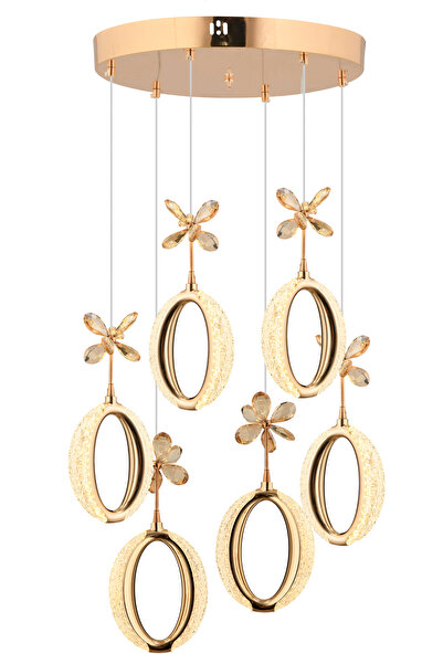 Luxira Aydınlatma Beus 6'lı Gold Kumandalı 3 Renk Ledli Modern Led Avize